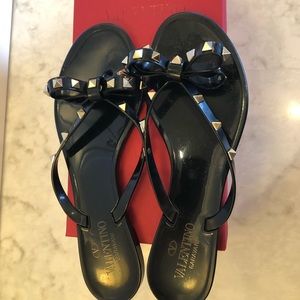Valentino Rockstud PVC jelly flat thong sandals